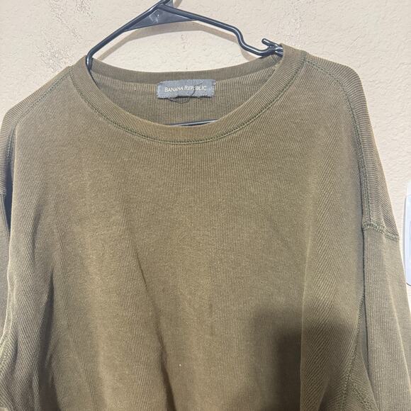 Banana Republic Mens Ribbed Sweatshirt Olive Green soft cotton XL casual grunge - Picture 2 of 5
